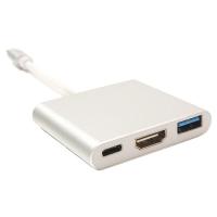 Перехідник PowerPlant USB C-Type - HDMI/USB Фото