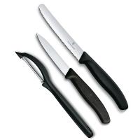 Набір ножів Victorinox SwissClassic из 3 предметов Черный с овощечисткой Фото