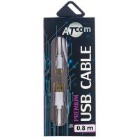Дата кабель Atcom USB 2.0 AM to Micro 5P 0.8m white Фото