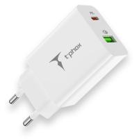 Зарядное устройство T-Phox Speedy 20W 2Ports Type-C+USB Charger (White) Фото