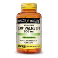 Травы Mason Natural Пальметто 500 мг, Здоровье Простаты, Saw Palmetto, Фото