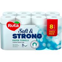 Паперові рушники Ruta Soft & Strong 3 шари 8 рулонів Фото
