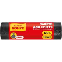 Пакети для сміття Бонус Чорні 120 л 10 шт. Фото