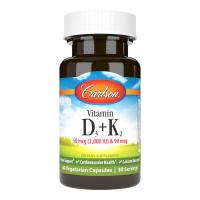 Вітамін Carlson Витамин D3+K2, 2000 МЕ и 90 мкг, Vitamin D3+K2, 6 Фото