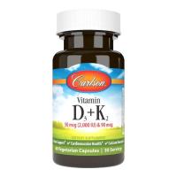 Витамин Carlson Витамин D3+K2, 2000 МЕ и 90 мкг, Vitamin D3+K2, 6 Фото