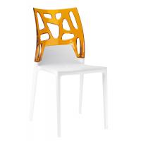 Кухонний стілець PAPATYA ego-rock сидіння біле, верх прозоро-помаранчевий Фото