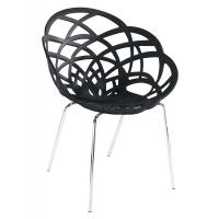 Кухонний стілець PAPATYA flora ml сидіння матове чорне, колір 09c, хромован Фото