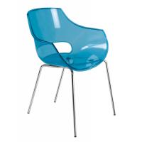 Кухонний стілець PAPATYA OPAL, сидіння прозоро-сине, ніжки хромовані Фото