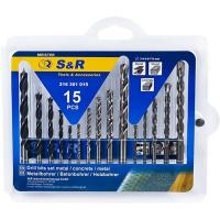 Набір свердл S&R Meister 15шт.:3,4,5,6,8мм мет/дер/бетон Фото