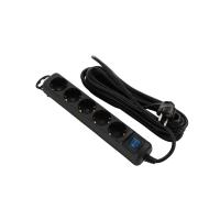 Сетевой удлинитель 2E 5XSchuko з вимикачем, 5м, black Фото