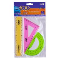 Линейка ZiBi Комплект: линейка 15 см, угольник, транспортир, не Фото