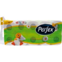 Туалетная бумага Perfex Ромашка 3 слоя 10 рулонов Фото