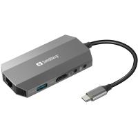 Концентратор Sandberg USB3.1 Type-C to HDMI/USB 3.0x2/RJ45/SD/TF/PD 100W Фото