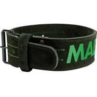 Атлетический пояс MadMax MFB-301 Suede Single Prong шкіряний Black/Green XL Фото
