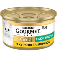 Вологий корм для кішок Purina Gourmet Gold. Ніжні биточки з куркою і морквою 85 г Фото