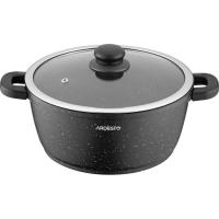 Кастрюля Ardesto Gemini Anzio скляна кришка 24 см 4,4 л чорна Фото