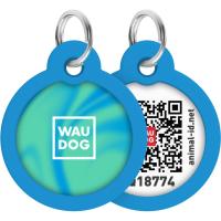 Адресник для животных WAUDOG Smart ID з QR паспортом "Градієнт блакитний", коло Фото