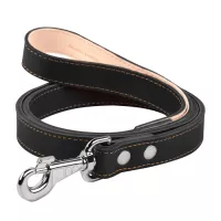 Повідець для собак Collar подвійний з прошивкою Ш 25 мм Д 122 см чорний Фото