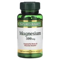Мінерали Nature's Bounty Магний, 500 мг, Magnesium, 100 каплет Фото