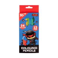 Карандаши цветные Yes Ninja (сине красный), двусторонние 12 шт. 24 цв Фото
