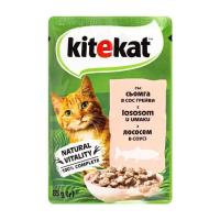 Вологий корм для кішок Kitekat з лососем у соусі 85 г Фото