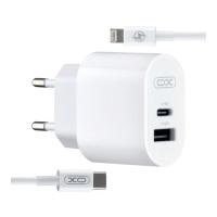 Зарядний пристрій XO L97 (1Type-C/1USB/2.4A) + Type-C - Lightning White Фото