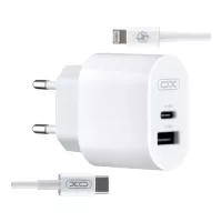 Зарядний пристрій XO L97 (1Type-C/1USB/2.4A) + Type-C - Lightning White Фото