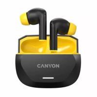 Навушники Canyon Hexagon 7 TWS ANC+ENC Wireless Charge Black/Yellow Фото