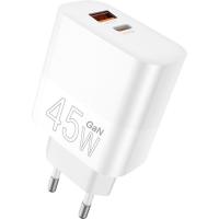 Зарядное устройство WUW C209 1xUSB-C PD45W + 1xUSB QC3.0 18W White Фото