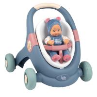 Коляска для кукол Smoby Little для прогулянок 3в1, з пупсом, синій Фото