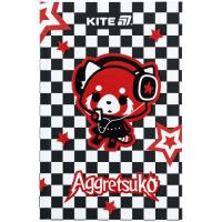 Блокнот Kite А6 Aggretsuko, тверда обкладинка, 80 аркушів, кліт Фото