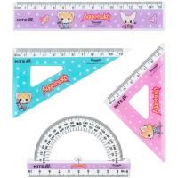 Линейка Kite набор: линейка 15 см, 2 угольника, транспортир Agg Фото