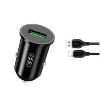 Зарядное устройство XO USB QC3.0 18W + cable USB to Lightning black Фото