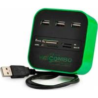 Концентратор Voltronic USB 2.0 to 3xUSB 2.0 + SD/MMC/TF/M2 green/black Фото