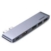 Концентратор Ugreen 2xUSB-C to 3xUSB 3.0 + HDMI + USB-C CM251 gray Фото