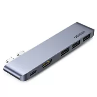 Концентратор Ugreen 2xUSB-C to 3xUSB 3.0 + HDMI + USB-C CM251 gray Фото