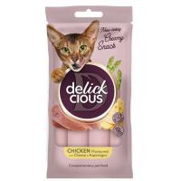 Лакомство для котов Delickcious курка з додаванням сиру та спаржі 4х15 г Фото
