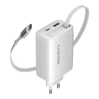 Зарядний пристрій Canyon 1xUSB-C PD65W + 1xUSB QC3.0 + cable USB-C to USB-C Фото