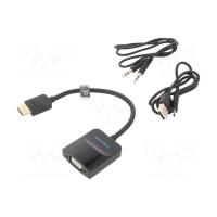 Переходник Vention HDMI M to VGA F + Micro USB F + 3.5mm F 0.15m blac Фото