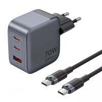 Зарядное устройство Vention 2xUSB-C PD70W + 1xUSB QC3.0 22.5W GaN + cable USB- Фото