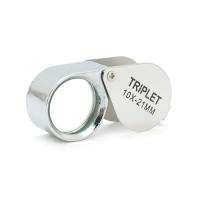 Лупа Voltronic ручная TRIPLET 10X-21mm, складная (брелок), металл Фото