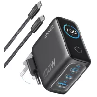 Зарядний пристрій Anker 2xUSB-C PD100W + 1xUSB GaN w Display + cable USB-C Фото