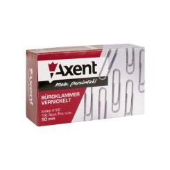 Скрепки канцелярские Axent rounded, nickel-plated, 50 мм, 100 шт. Фото 1