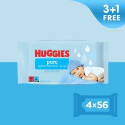 Детские влажные салфетки Huggies Pure 56 х 4 шт Фото 1