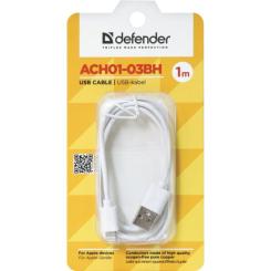 Дата кабель Defender USB 2.0 AM to Lightning 1.0m ACH01-03BH white Фото 2