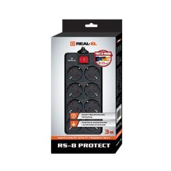 Сетевой фильтр питания REAL-EL REAL-EL RS-8 PROTECT, 1.8m, black Фото 1