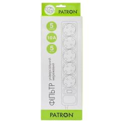 Сетевой фильтр питания Patron 5m (SP-1055W), 5 розеток White Фото 1