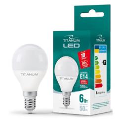 Лампочка TITANUM G45 6W E14 4100K 220V Фото 1