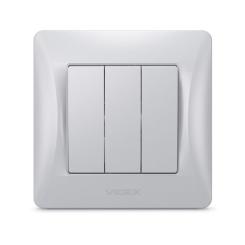 Выключатель Videx BINERA 3кл серебряный шёлк Фото 1