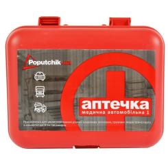 Автомобильная аптечка Poputchik згідно ТУ футляр пластиковий червоний 165х135х65 Фото